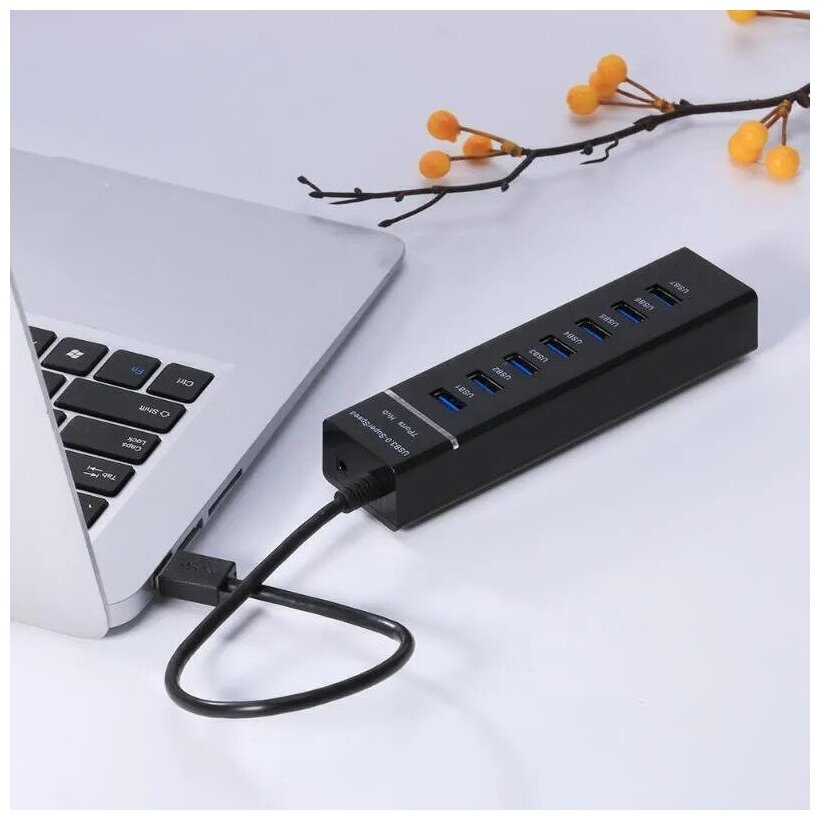 USB-концентратор USB 3.0 Type-C на 7 портов / Разветвитель для компьютера / ХАБ-разветвитель для ПК / Ноутбука