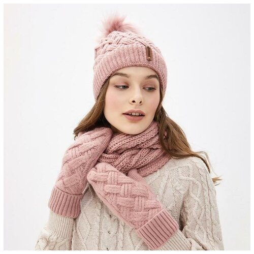 Снуд женский, цвет пудровый, размер 53х34