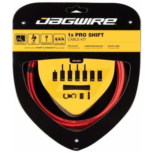 Велосипедный набор рубашек и тросиков переключения JAGWIRE Pro Shift Kit 1X, красный, PCK554