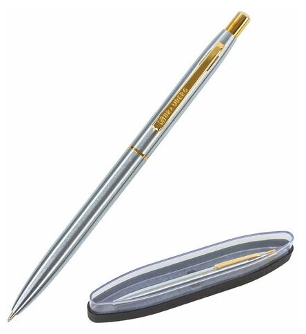 Ручка подарочная шариковая BRAUBERG Brioso синяя корпус серебристый с золотистыми деталями линия письма 0 5 мм, 2 шт