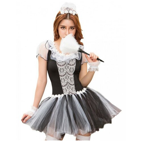 фото Карнавальные костюмы и аксессуары для праздника азиатская горничная + метелка + чулки женский lu6257 luchinamagsn 42-44рр s/m