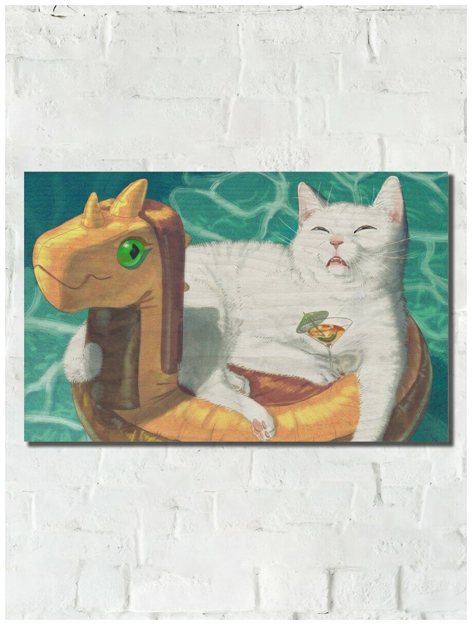 Картина интерьерная на дереве животные кот котенок милота - 5135