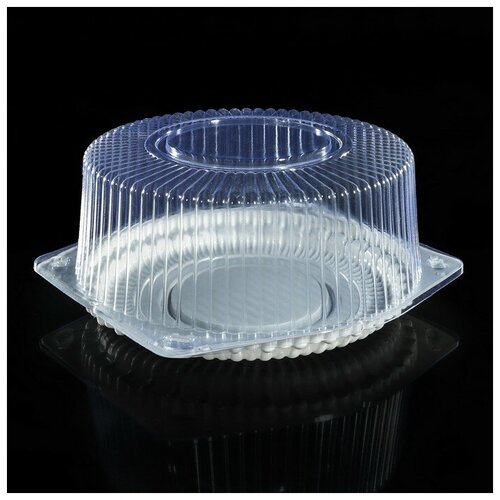 Тортовница одноразовая с разъёмной крышкой УТ30, круглая, 22х10 см, цвет прозрачный