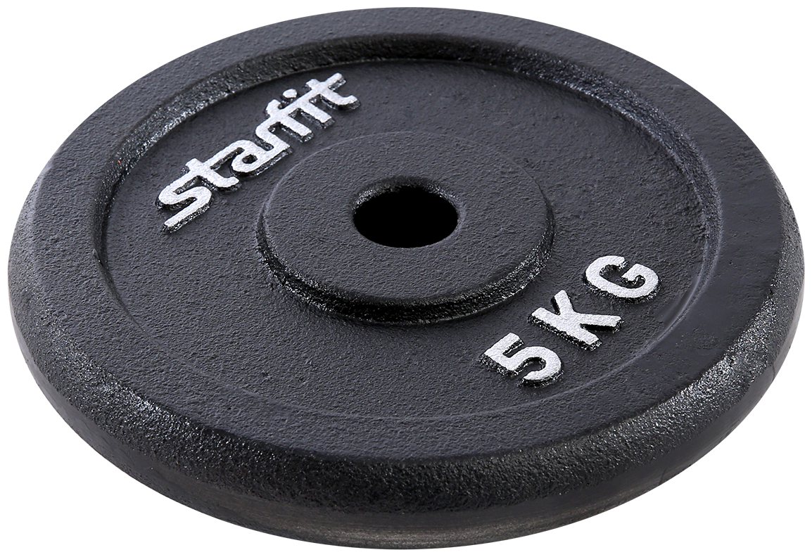 Диск чугунный Starfit Bb-204 5 кг, D=26 мм, черный