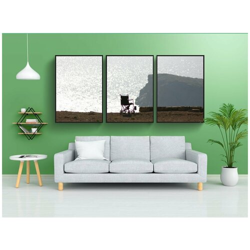 фото Набор модулных постеров для интерьера "инвалидное кресло, солнце, море" 60x90 см. в тубусе, без рамки lotsprints