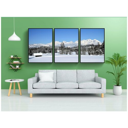 фото Набор модулных постеров для интерьера "зима, снег, адвент" 60x90 см. в тубусе, без рамки lotsprints