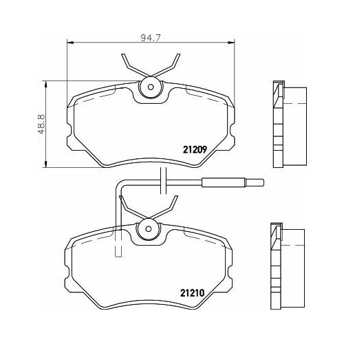 Тормозные колодки, комплект HELLA 29747 8db355017741 212 09 21210 HELLA