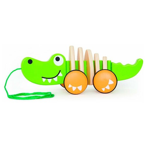 фото Деревянная игрушка-каталка "крокодил" на веревке yiwu zhousima crafts