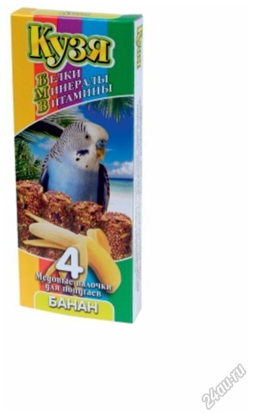 Кузя ВИА Медовые палочки для попугаев Банан4шт.0,014 кг31242 (2 шт)