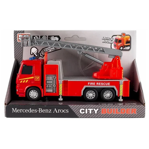 Купить Машина инерционная Play Smart «Mercedes-Benz Arocs: Пожарная машина» 6718 Автопарк, свет и звук