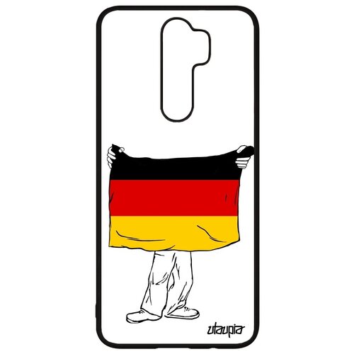 фото Противоударный чехол для смартфона // xiaomi redmi note 8 pro // "флаг германии с руками" государственный туризм, utaupia, белый
