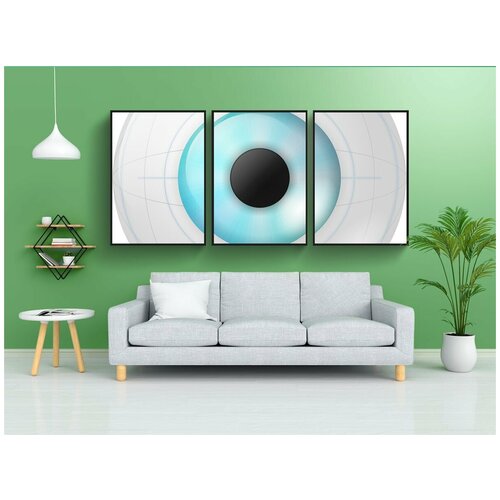 фото Набор модулных постеров для интерьера "глаз, ирис, робот" 60x90 см. в тубусе, без рамки lotsprints