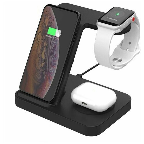 Беспроводная зарядная станция 5 в 1 iForce 1011 (iPhone+Apple Watch+AirPods\iPhone+USB), черная