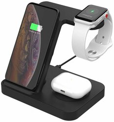 Беспроводная зарядная станция 5 в 1 iForce 1011 (iPhone+Apple Watch+AirPods\iPhone+USB), черная