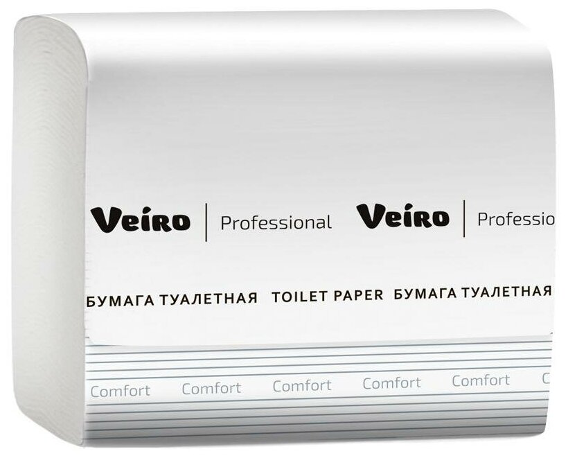 фото Бумага туалетная листовая VEIRO Professional Comfort (V-сложение), 2сл, 250л/пач, белая: ТV201