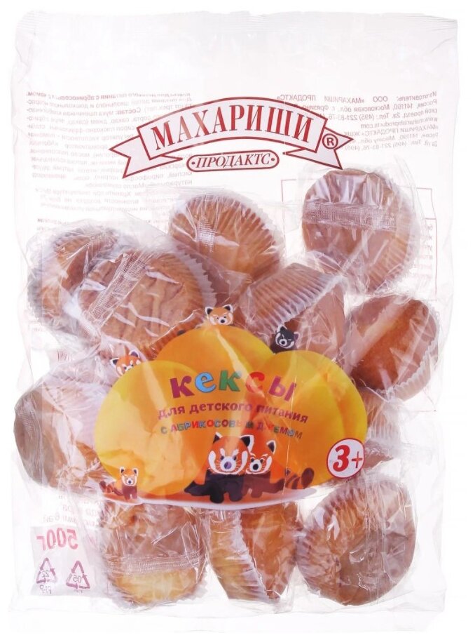 Кекс Махариши для детского питания тортин с абрикосовым джемом, 500г , 1 шт. - фотография № 1
