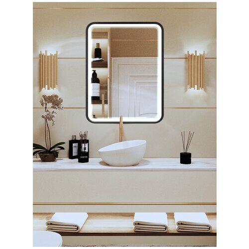 Зеркало c подсветкой настенное , косметическое зеркало в МДФ раме, 60х80 см