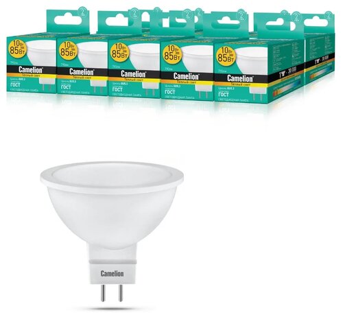 Упаковка светодиодных ламп 10 шт. Camelion 13684, GU5.3, GU5.3, 10 Вт, 3000 К