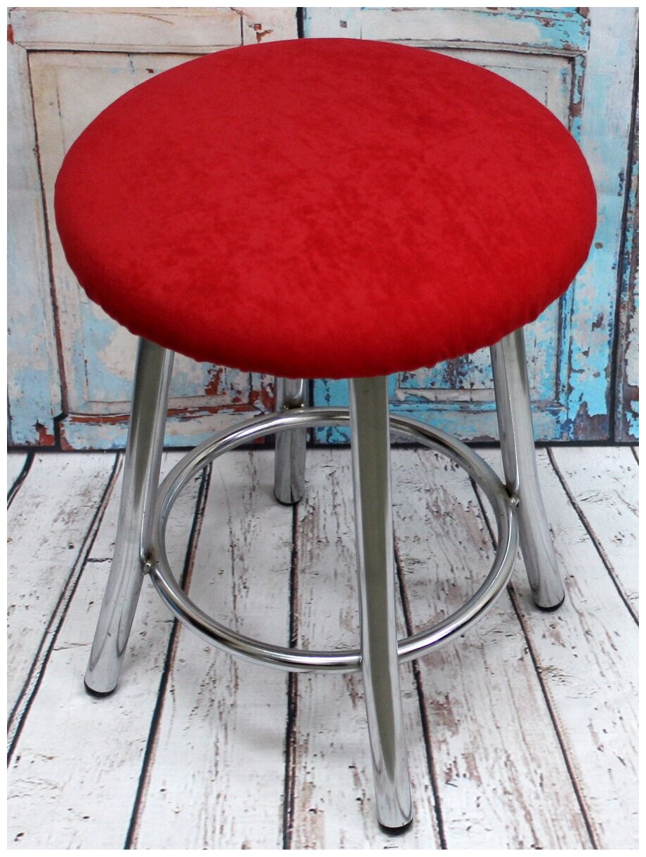 Чехол MATEX VELOURS ярко-красный на табурет, стул (резинка, фиксатор), ткань велюр, с поролоном, 33х33х2см