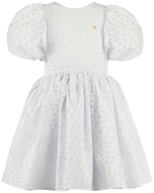 Платье DEUX LIGNES, хлопок, нарядное, в горошек, размер 128, белый