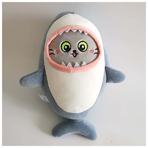 Мягкая плюшевая игрушка Кот в костюме акулы 25 см.