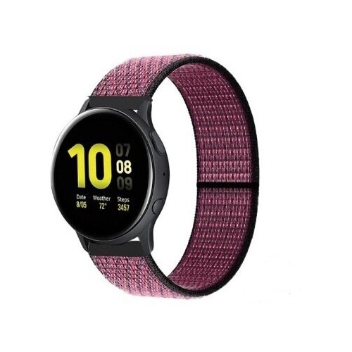 ремешок и чехол для samsung galaxy watch 4 40 мм 44 мм защитная пленка для экрана жесткий бампер для samsung watch 5 40 мм 44 мм защитный чехол Универсальный нейлоновый Nylon ремешок 20 мм липучка для Amazfit Bip/Bip Lite/GTR 42mm/GTS. цвет черный/малиновый.