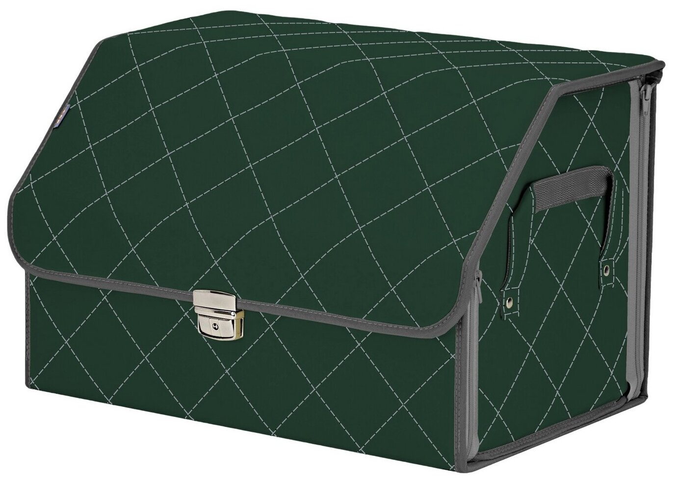 Органайзер-саквояж в багажник "Союз Премиум" (размер L). Цвет: зеленый с серой прострочкой Ромб.