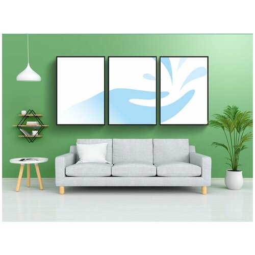 фото Набор модулных постеров для интерьера "рука, капли, воды" 60x90 см. в тубусе, без рамки lotsprints