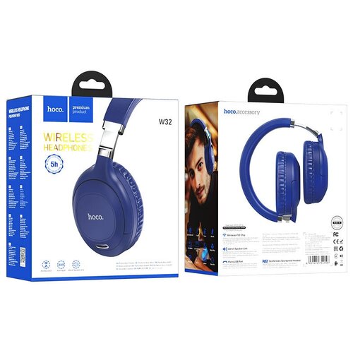 Наушники W32 Wireless Headset HOCO синие 124200₽