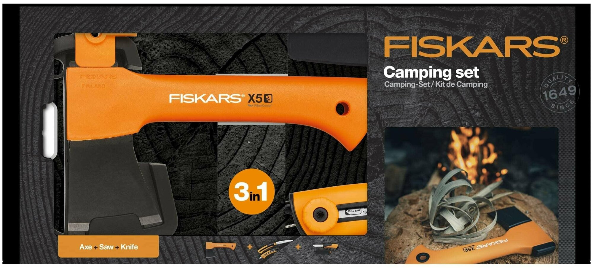 Набор FISKARS (топор X5 + пила + нож универсальный) 1057912 - фотография № 5