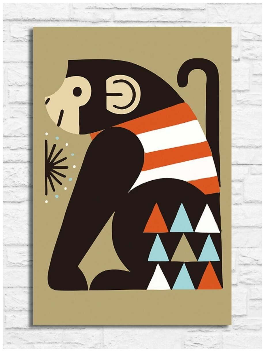 Картина по номерам на холсте Обезьянка в майке (для детей, для начинающих, обезьяна, мартышка) - 9095 В 20x30