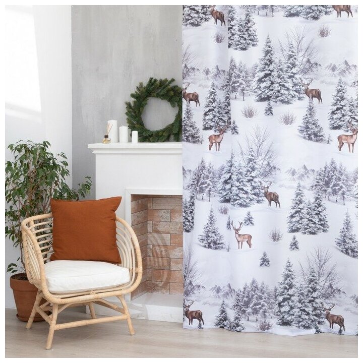 Комплект штор "Этель" Snow forest 145*260 см-2 шт, 100% п/э, 140 г/м2 - фотография № 1