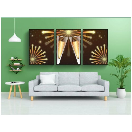 фото Набор модулных постеров для интерьера "счастливого 2016 года, открытка, открытка с новым годом" 60x90 см. в тубусе, без рамки lotsprints