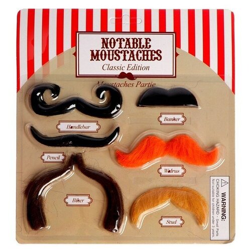 фото ___ карнавальные усы, набор 6 шт. rusexpress