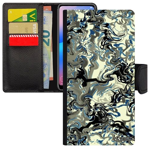 фото Защитный чехол книжка на телефон // samsung galaxy s7 edge // "мраморный фон" волны текстура, utaupia, серый металлик