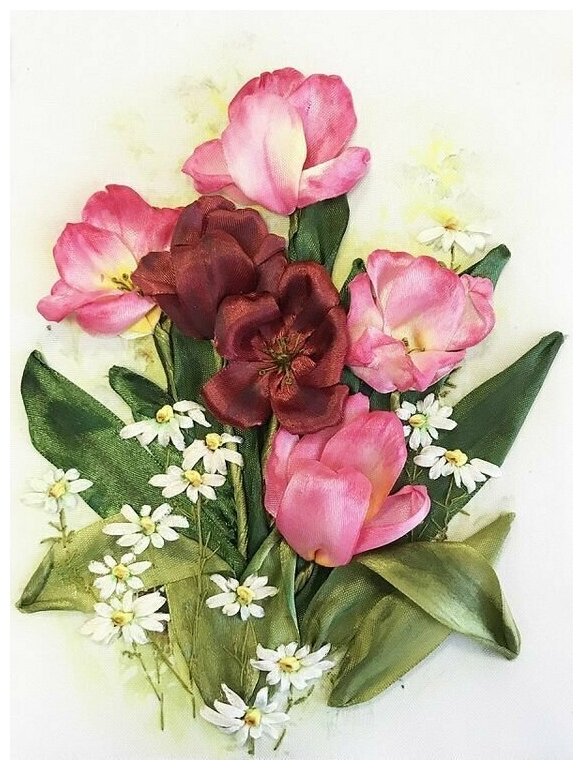 Набор для вышивания "Тюльпан и ромашки" Многоцветница 18x24 см