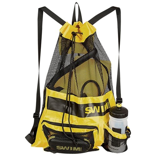 фото Сетчатый мешок - рюкзак для спорта и пляжного отдыха swimroom "mesh backpack", цвет желтый, размер 55*45см
