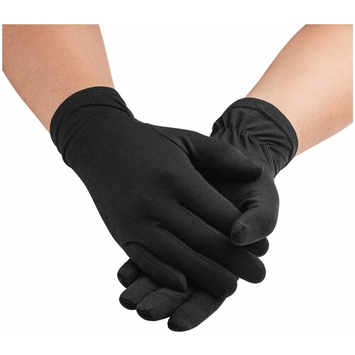 Перчатки чёрные трикотажные "бизе" (5 пар). Размер 20 / М. Для официантов, барменов, артистов, военных, ювелиров, продавцов.