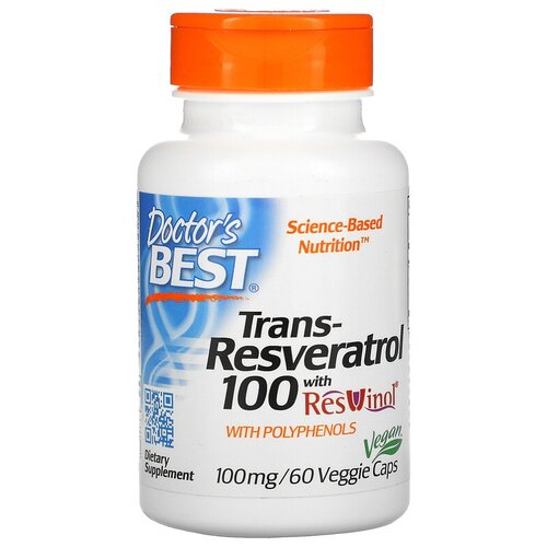 Капсулы Doctor's Best Trans-Resveratrol with Resvinol 100 мг вег., 50 г, 100 мг, 60 шт.