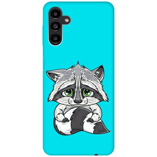 Матовый чехол Sad Raccoon для Samsung Galaxy A13 5G / Самсунг А13 с 3D эффектом бирюзовый матовый чехол sad raccoon для samsung galaxy a02 самсунг а02 с 3d эффектом бирюзовый