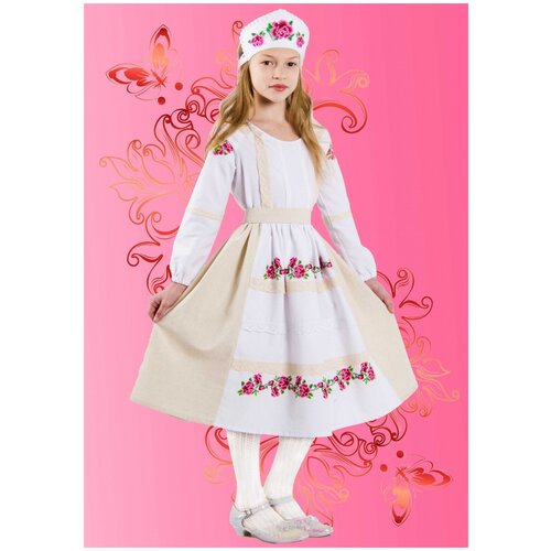 фото Набор для шитья и вышивки крестом каролинка раскроенный, детское платье, розовый цвет (кдпн-01.134-146)