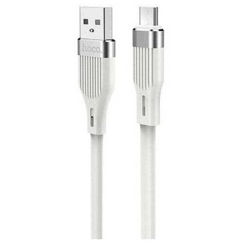 Кабель Hoco U72, microUSB - USB, 2.4 А, плоский, 1.2 м, белый кабель usb hoco u72 forest usb microusb 2 4а 1 2 м белый