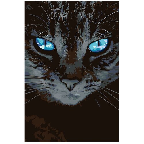 Картина по номерам, Живопись по номерам, 80 x 120, A452, серый, кот, голубые глаза, животные, портрет, крупный план картина по номерам живопись по номерам 80 x 120 a452 серый кот голубые глаза животные портрет крупный план