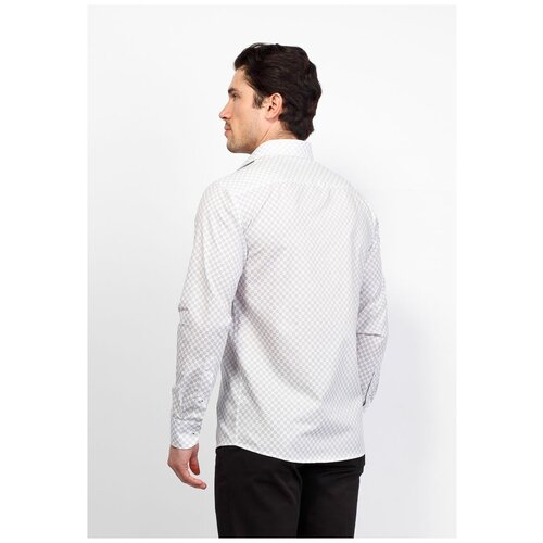 фото Рубашка мужская длинный рукав berthier stampa185310/ fit-r(0-1), полуприталенный силуэт / regular fit, цвет белый, рост 174-184, размер ворота 42