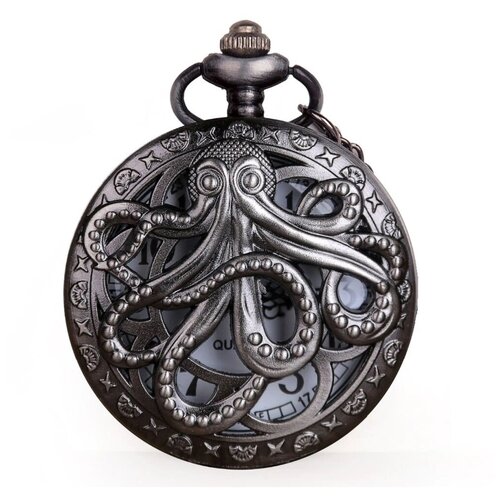 Карманные часы  YISUYA, кварцевые, нержавеющая сталь, с крышкой, на цепочке, с секундной стрелкой, серый