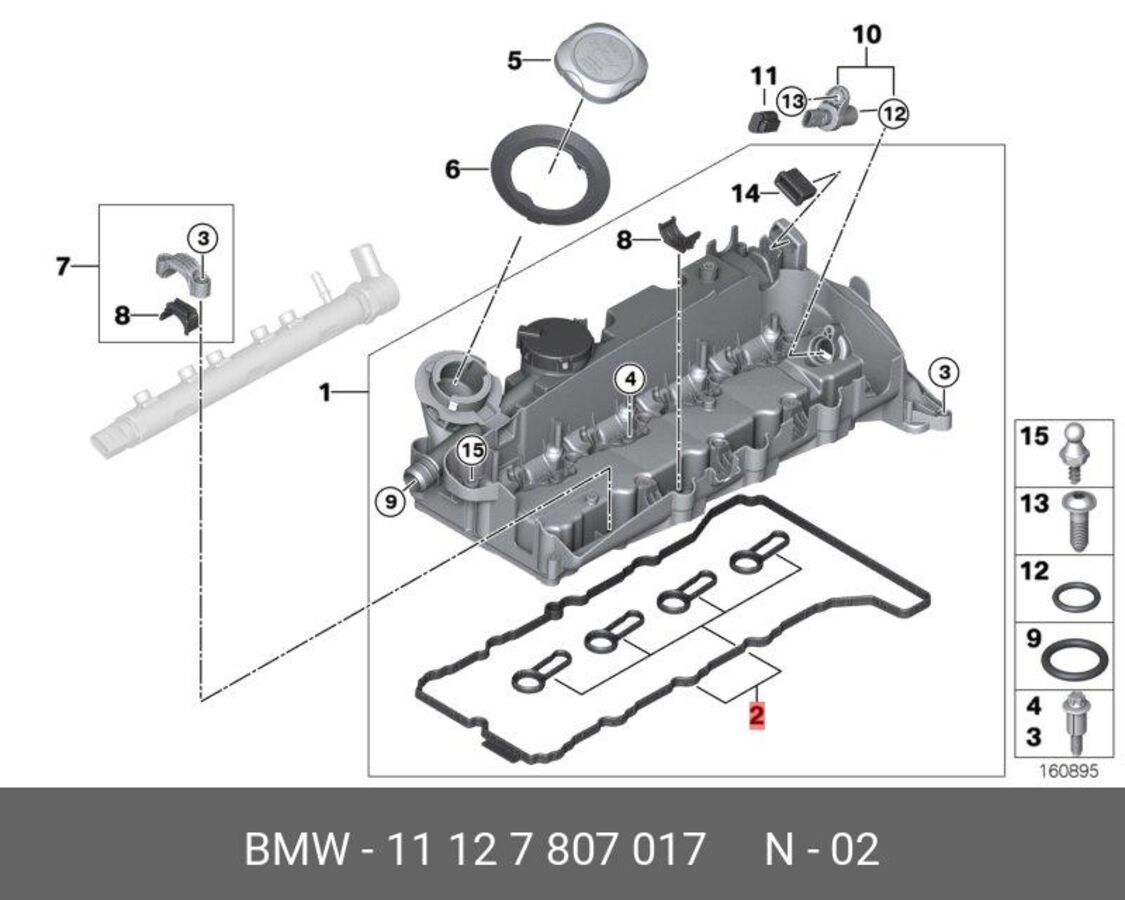 Прокл. клап. кр. Bmw E81/87/90/84/83 1.6/1.8/2.0/2.3 Mot. n47 2005 > Комплект (BMW 11127807017)