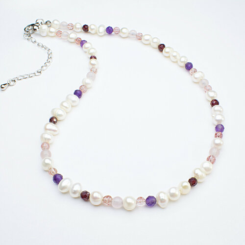 Чокер Jewelry a vento Монпасье из натуральных камней и жемчуга, длина 35 см.