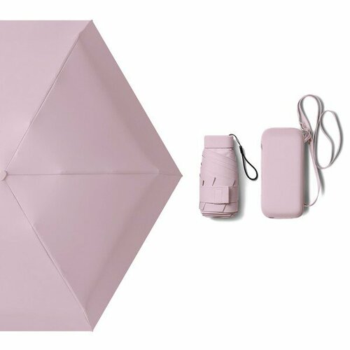фото Мини-зонт rainlab, механика, 5 сложений, купол 88 см., 6 спиц, чехол в комплекте, для женщин, розовый