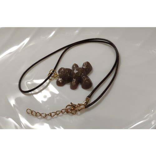 Колье, эпоксидная смола, длина 42 см, коричневый