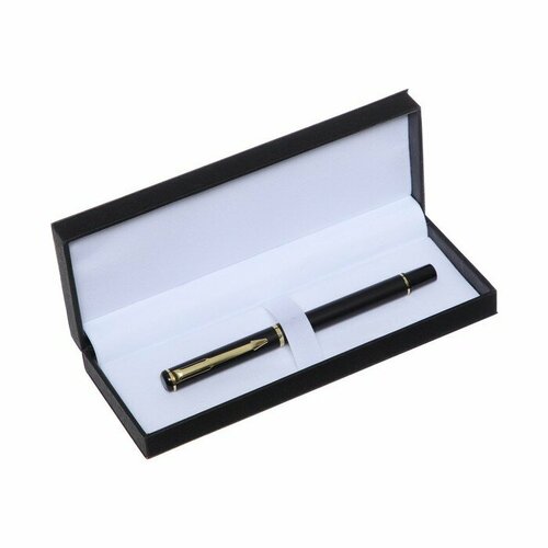 Ручка подарочная роллер, в кожзам футляре ПБ IT, корпус черный/золото/серебро подарочная ручка почетный железнодорожник